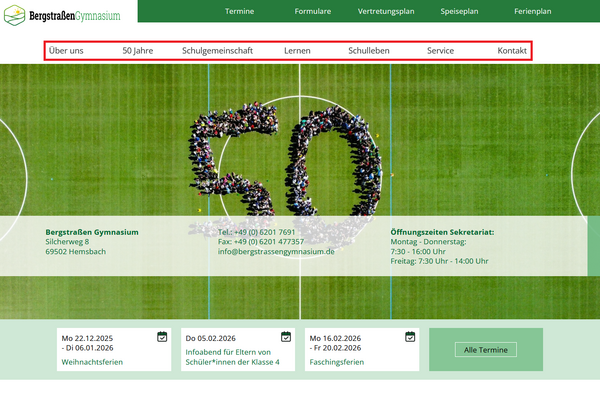 Men� von Bergstrassengymnasium