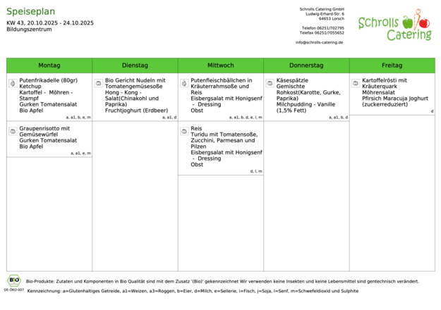 Speiseplan 20.-24.10.2025