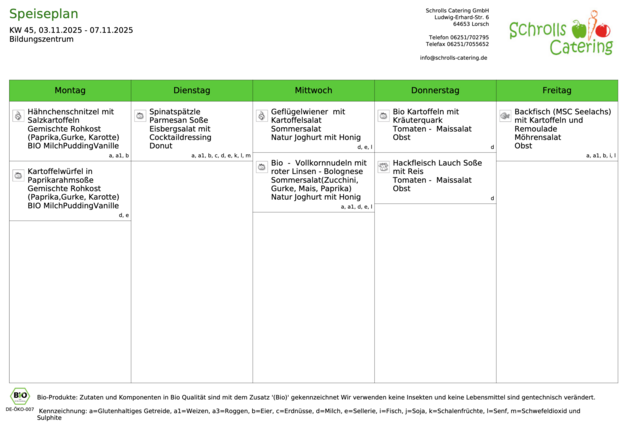 Speiseplan 03.-07.11.2025