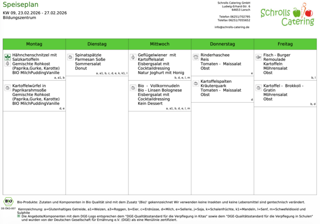 Speiseplan 23.-27.02.2026