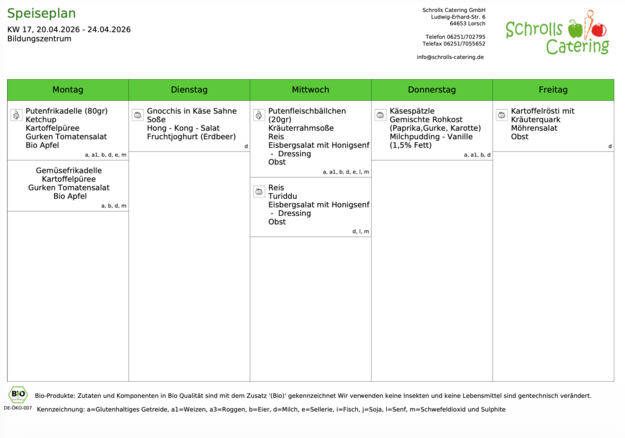 Speiseplan 20.-24.04.2026